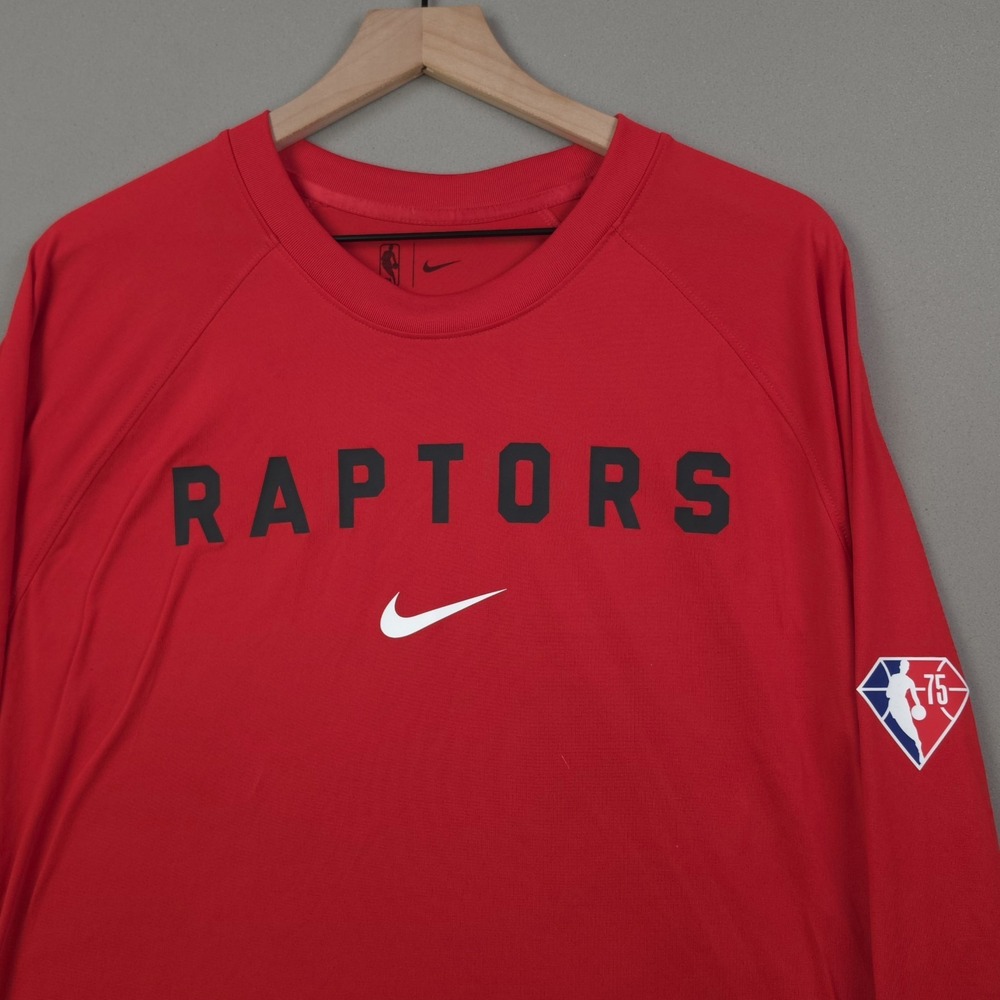 Nike Toronto Raptors NBA 75th Men's M Red Dri-FIT Long Sleeve Shooting Shirt Tee
